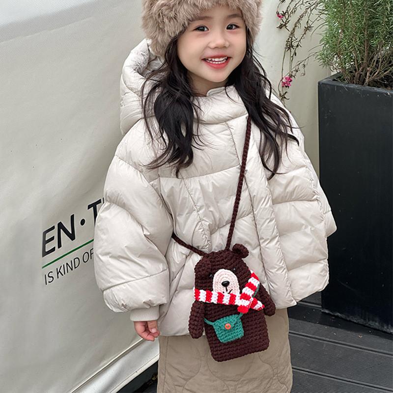 Bear Cute Knit Sling Bag For Kids Ideal For Daily Wear With Charming Cartoon Animal Design