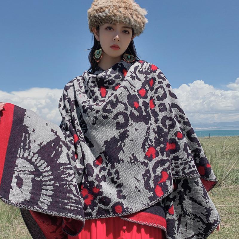 Women Shawl Wraps MODERN NEW SAGA Wool Scarf Knitted Cardigan Wool Stoles Autumn Winter Female Shawls Knit Tippet