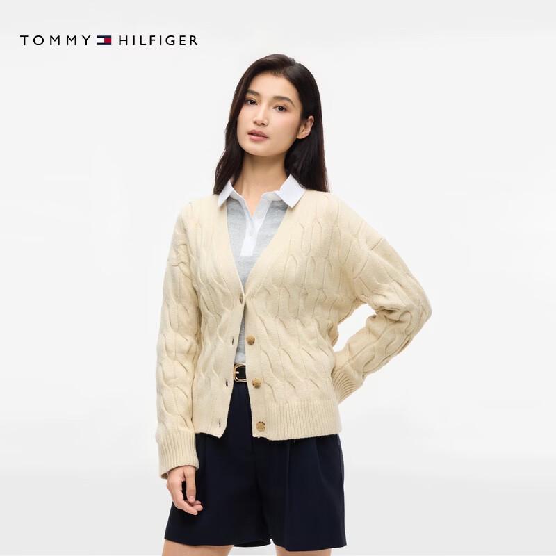 Tommy Hilfiger Women's Cable Knit V-Neck Button-Up Cardigan