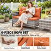 7-Seater Patio wicker Sofa Set Rattan Chair Furniture w/ Glass & Cushioned, Orange