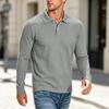 Men's Knit Long Sleeve Button-Up Shirt Casual Loose Fit Color