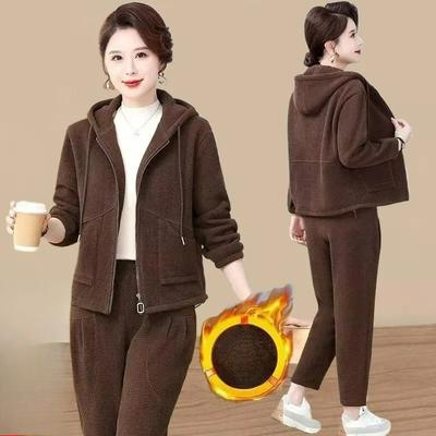 Plus Velvet Warm Sportswear Suit Autumn and Winter Fashion Casual Wear Ladies Suit Two-piece Suit