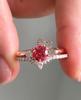 San Jie Ruby Zircon Rose Gold Gemstone Engagement Ring