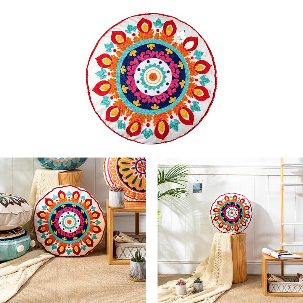 Round Floor Outdoor Cushion Cover 45cm Mandala Meditation Pillows Case Indian Tapestry