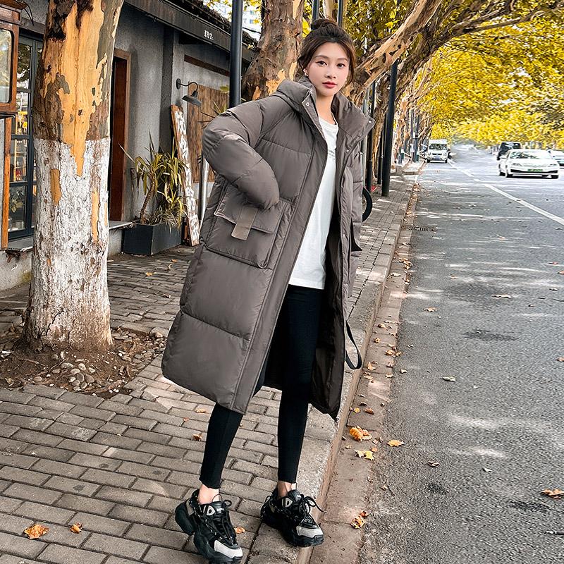 Autumn Winter Thicken Warm Parka Women Casual Solid Color Big Pocket Loose Long Hooded Coat Jackets Outwear