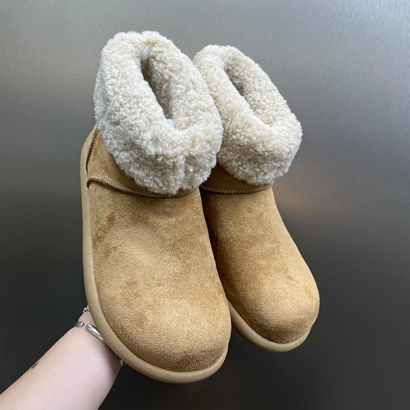 Cute Round Head Flat Bottom Velvet Warm Snow Boots Winter Couple Cold Boots 22715-11715-X
