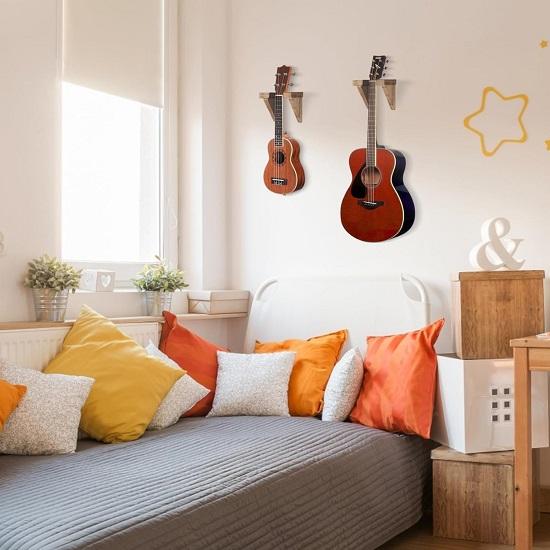 Guitar Wall Mount Guitar Wall Hanger Holder Hook Stand, Wood Guitar Rack Guitar Wall Mount Hanger