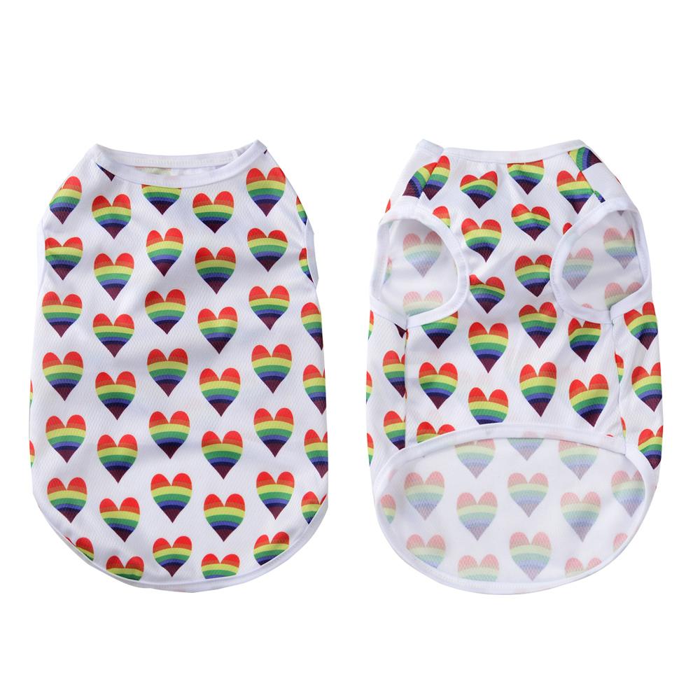 

Breathable Dog Clothes For Small Medium Dogs Cats Summer Creative Rainbow Print Puppy Vest T-shirt Schnauzer Pug Pet Costume XS（old）