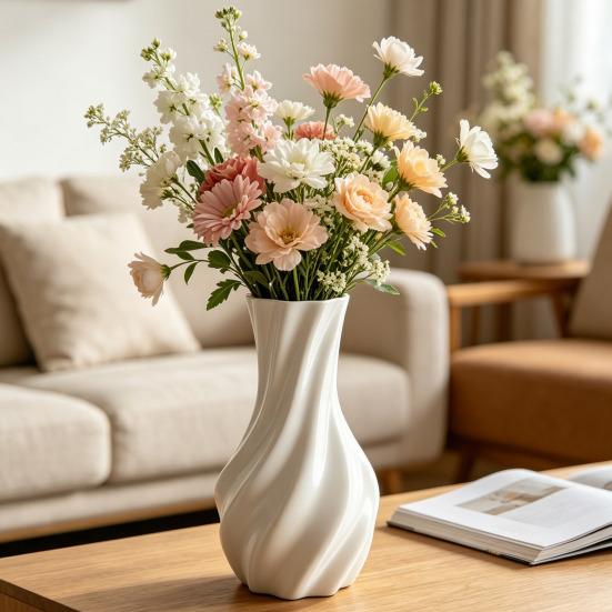 3D Printed Vase Decorative Spiral Flower Vase Modern Twisted Vase for Living Room, Shelf, Wedding & Dining Table Centerpiece, Farmhouse Home