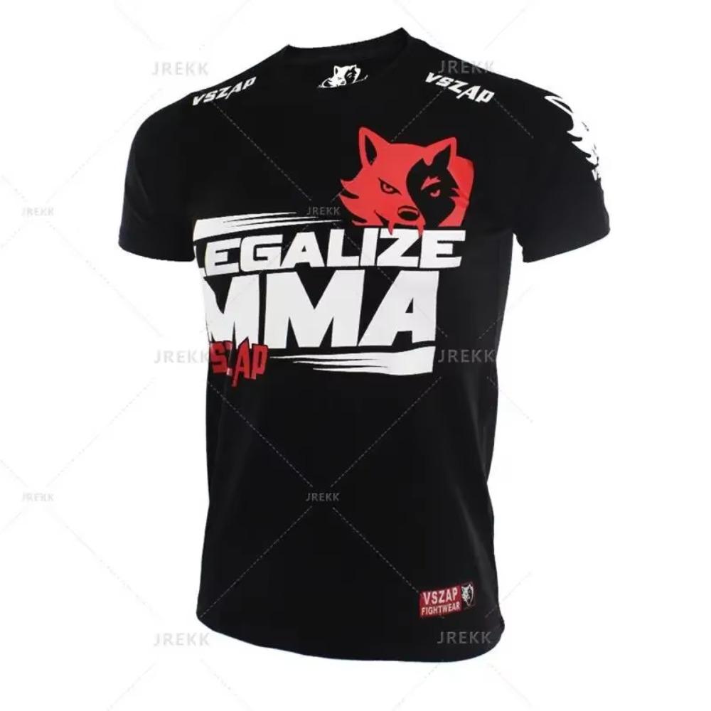 Muay Thai Fitness Training Sports T-Shirt Casual Breathable Short Sleeve Top Workout Running Wrestling