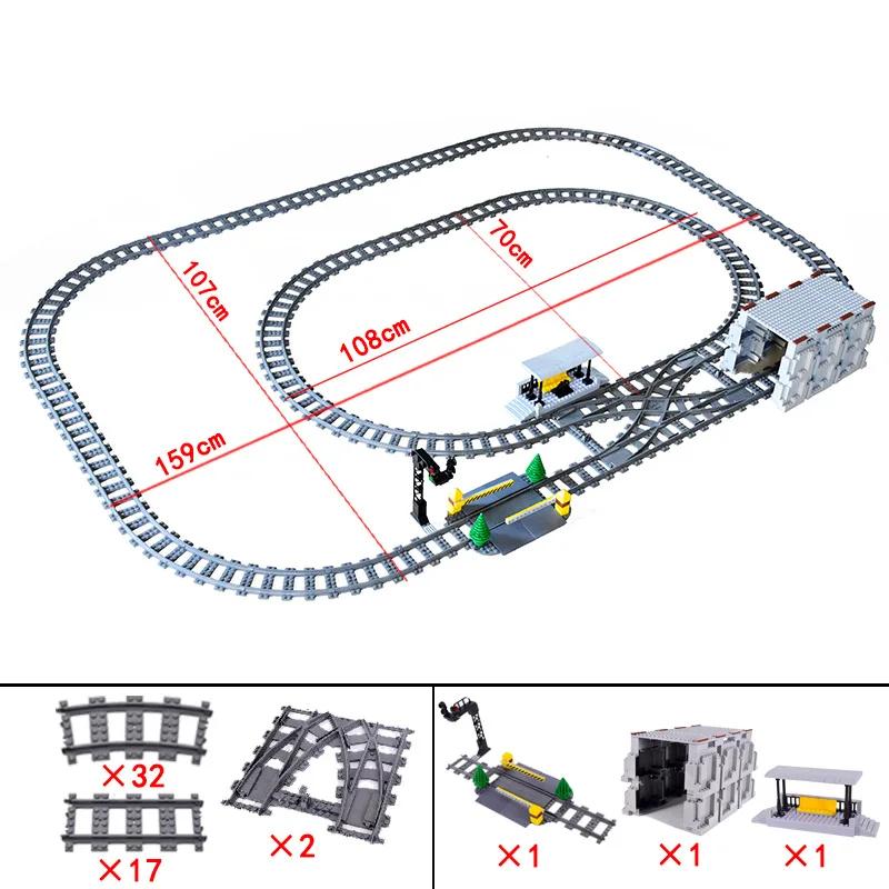 Compatible With LEGO MOC Railroad Bridge Train Track Combination Scene Building Blocks DIY Cross Track Bricks Toys Rail Car