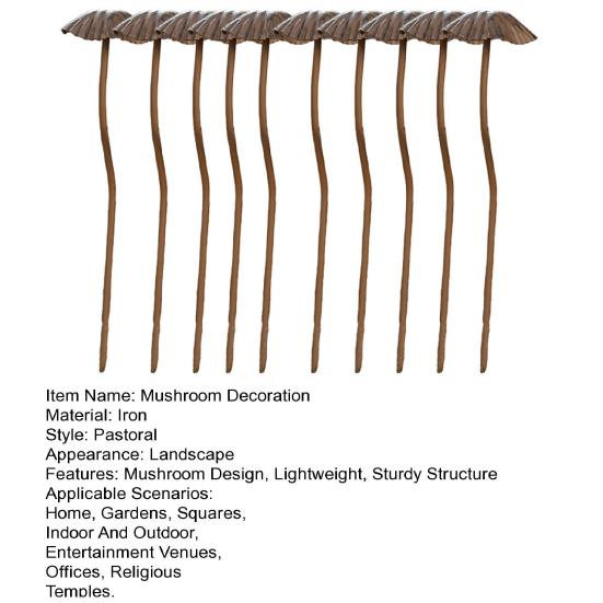 1/5/6/8/10Pcs Wrought Iron Mushroom Decoration Set Lightweight Stable Structure Desk Ornament Garden Home Decor