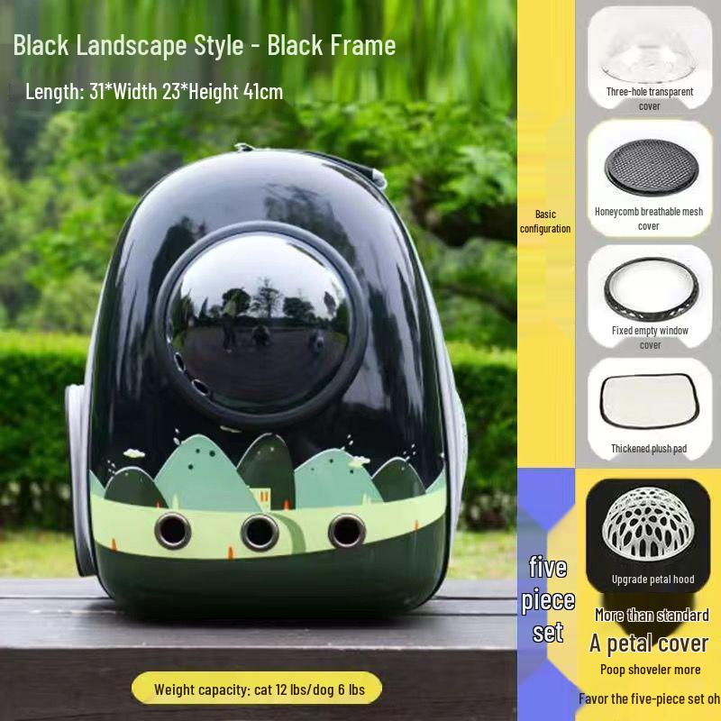 

Портативный рюкзак для кошек: Переноска для питомца в виде космической капсулы для прогулок No Side Opening [4-piece Set]