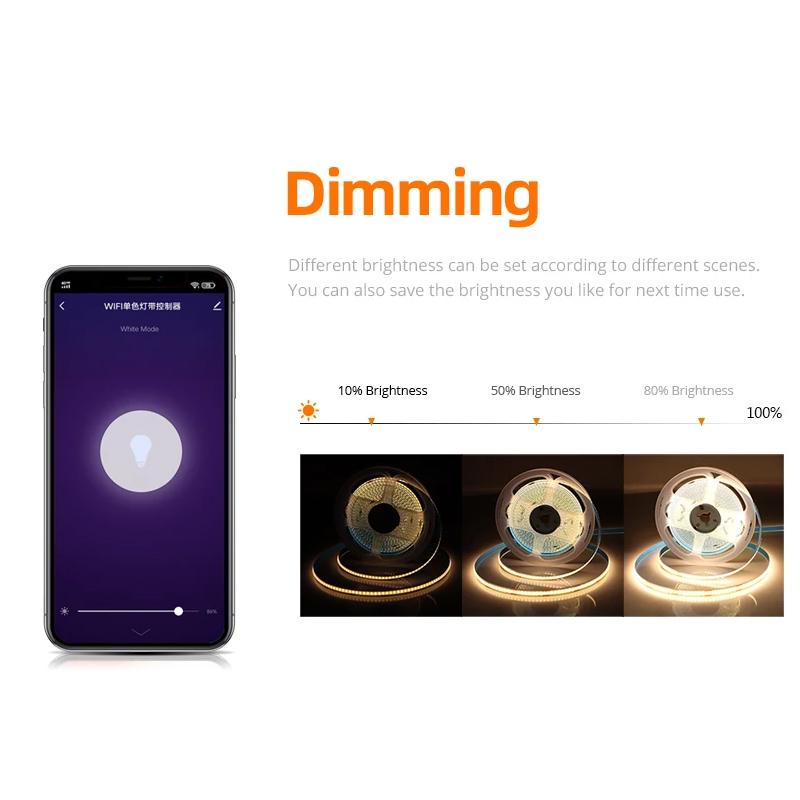 Taśma LED COB WiFi Tuya Smart Life Lampka nocna do sypialni Ściemnialna taśma świetlna COB Elastyczna taśma świetlna DIY 12 V Sterowanie aplikacją Współpraca z Alexą Google Home