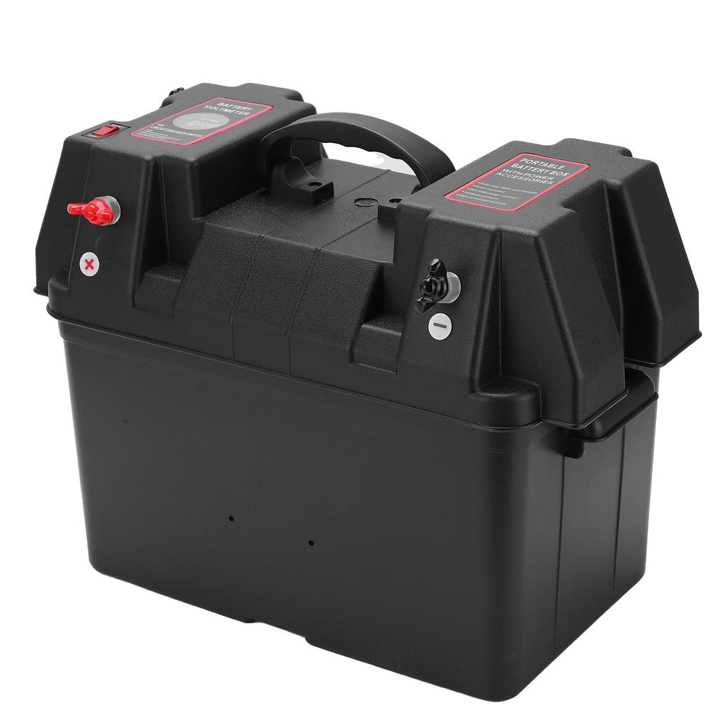 Motor Backup Battery Box Power Center Portable Marine Accessary with Voltmeter for Car RV Yacht Ship 12V