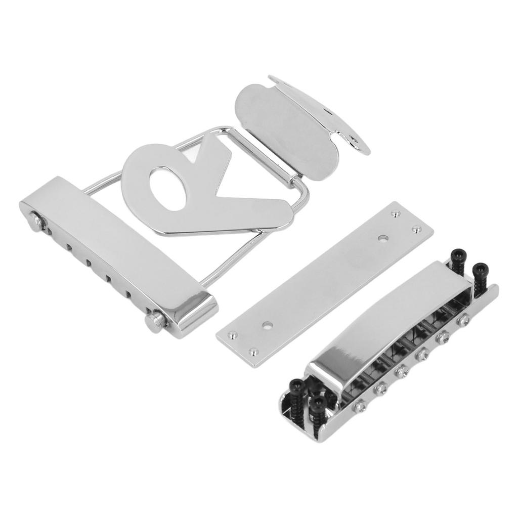 Guitar Trapeze Tailpiece and Bridge Set Stainless Steel Electroplating 6 String Trapeze Tailpiece