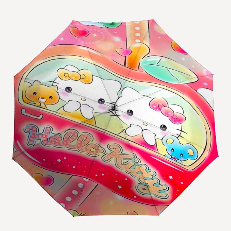 1pc Hello Kitty Automatic Opening/Closing Umbrella with Foldable Design, 8-Rib Iron Frame Outdoor Umbrella, Ideal Gift for Fans, Travelers, Daily Use,
