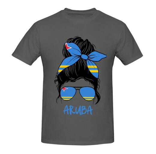 Aruba Flag Girl T-Shirt White Short Sleeve for Women Holiday National Day Clothing Streetwear