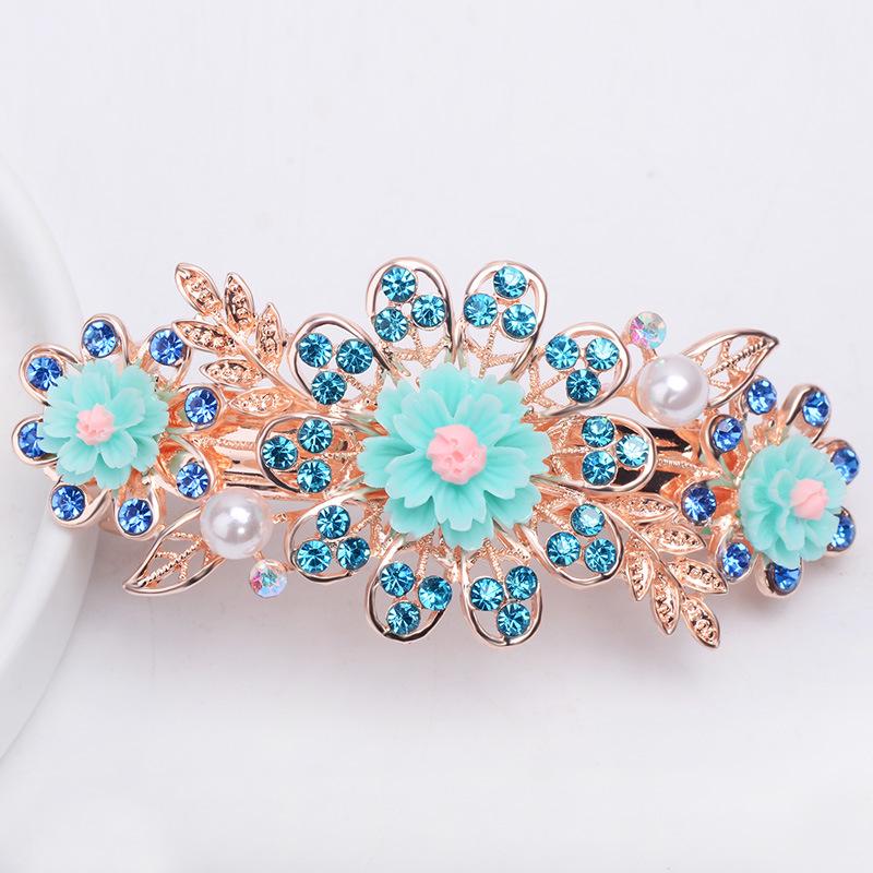 Korean Rhinestone Spring Hair Clip - Versatile Medium/Large Size for Women