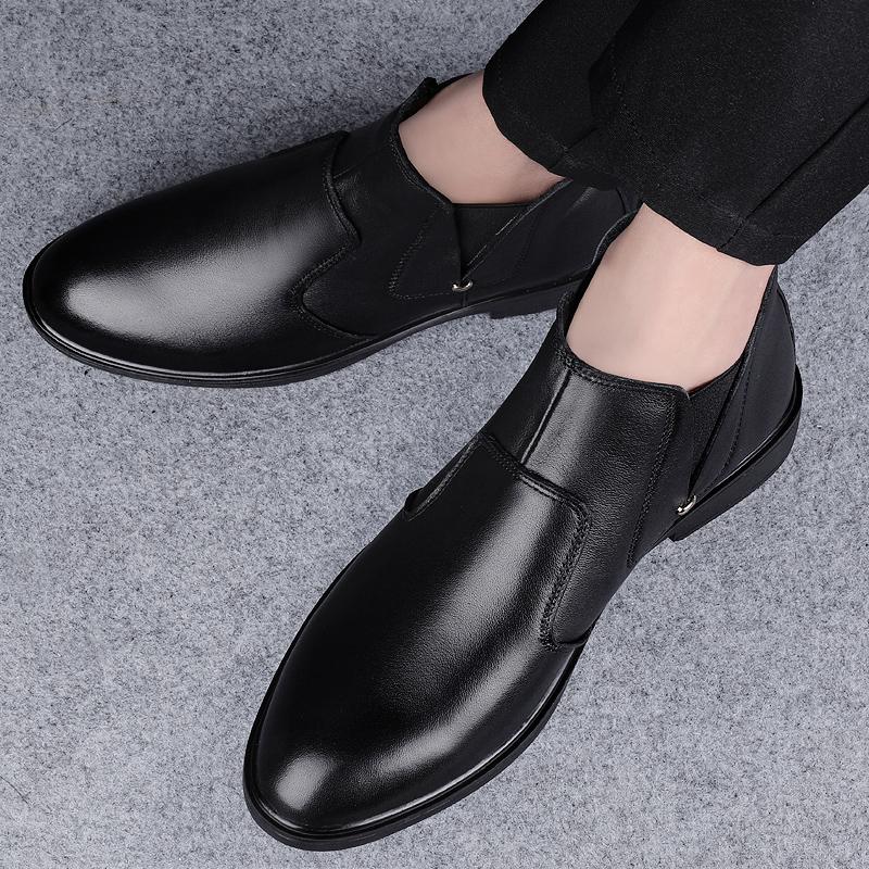 Senior Herre Casual Business Chelsea Støvler Håndlagde Ekte Skinn Mote Britisk Stil Vinter Pluss Fløyel Sosiale Ankelstøvletter Herre