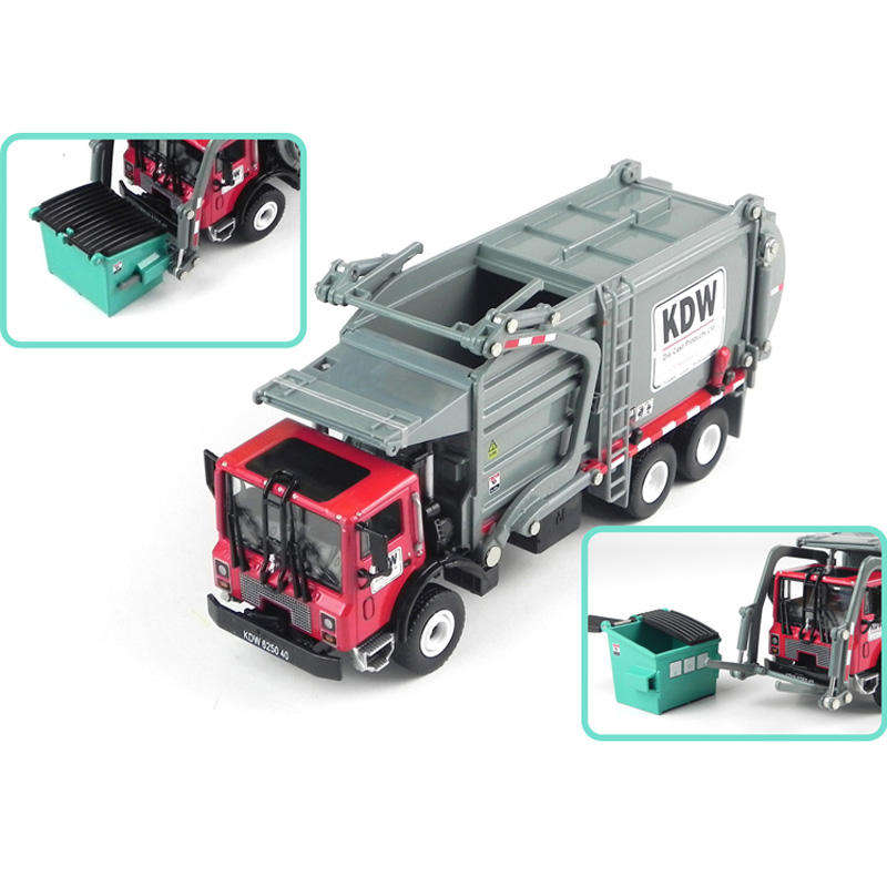 KDW 1:24 Garbage Truck Cleaning Vehicle Model Alloy Materials Handling Cleaning Dustcart Car Boys Game Toys for Kids Gift