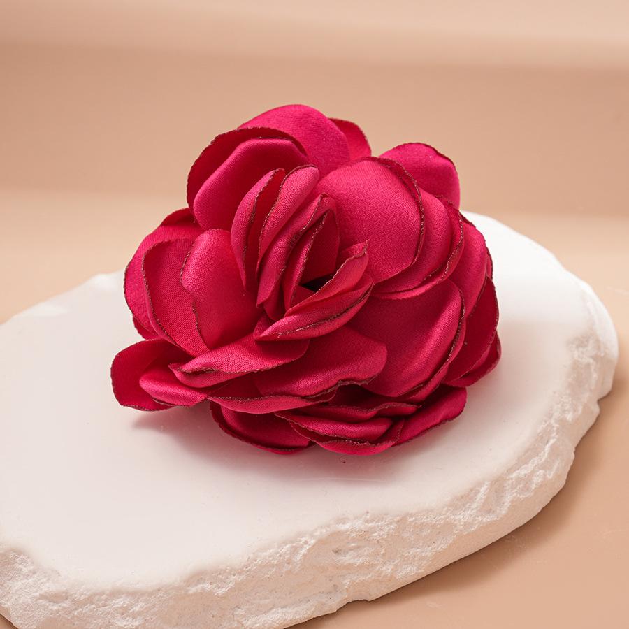 European and American hand-woven fabric silk flower opening ring retro niche jewelry