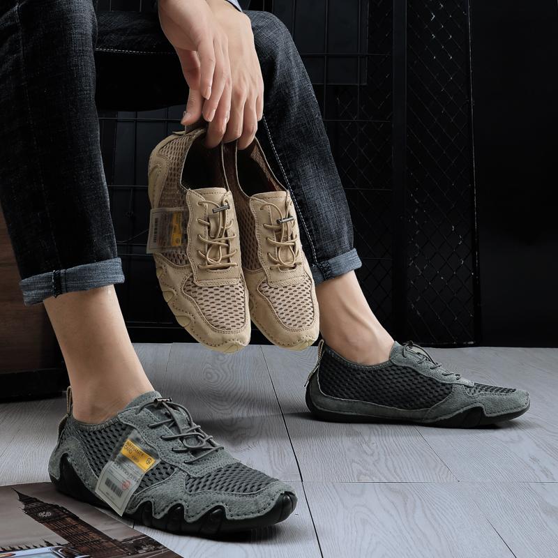 Мужская повседневная обувь из свиной кожи с резиновой мягкой подошвой и большой дышащей — фото 7