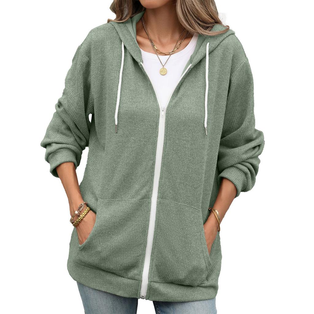 Giacca Casual da Donna con Cappuccio, Maniche Lunghe, Vestibilità Larga e Tasche