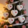 2Pcs Furry Heart Shaped Ball Ornament Christmas Tree Ball Hanging Decoration For Wedding Valentine's Day Festival