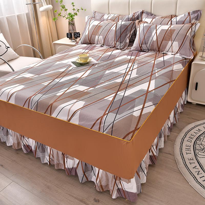 Floral Style Bed Skirt Skin-friendly Bed Covers Non-slip Mattress Protectors Roupa De Cama Printed Bedspread (No Pillowcase)