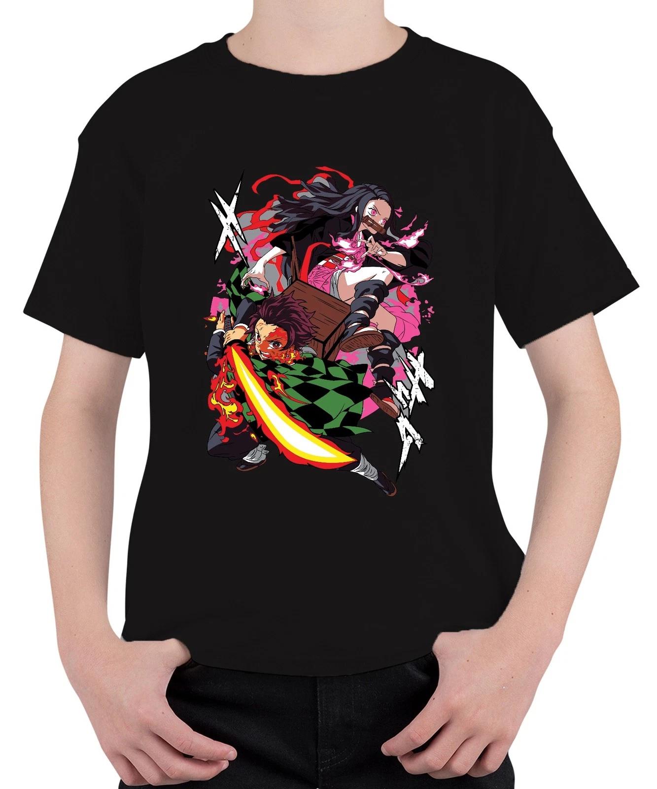 Kimetsu no Yaiba Tanjiro Nezuko Feuerklinge Anime Geschenk Manga Unisex Kinder T XXL