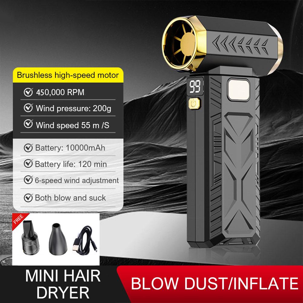 

Violent Fan 450000RPM Powerful Air Blower Vacuum Dust Cleaner Charging Strong Winds 55m/s Brushless Turbo Jet Blower Dry чорний