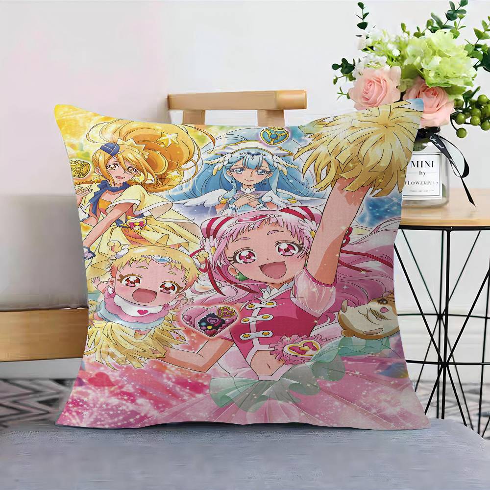 Precure Anime Pillow Covers Cartoon Sofa Decorative Home Double-sided Printing Short Plush Cute Cushion Cover