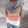 Fashion Women Casual Patchwork Long Sleeves Hooded Sweater Cardigan Blouse Tops