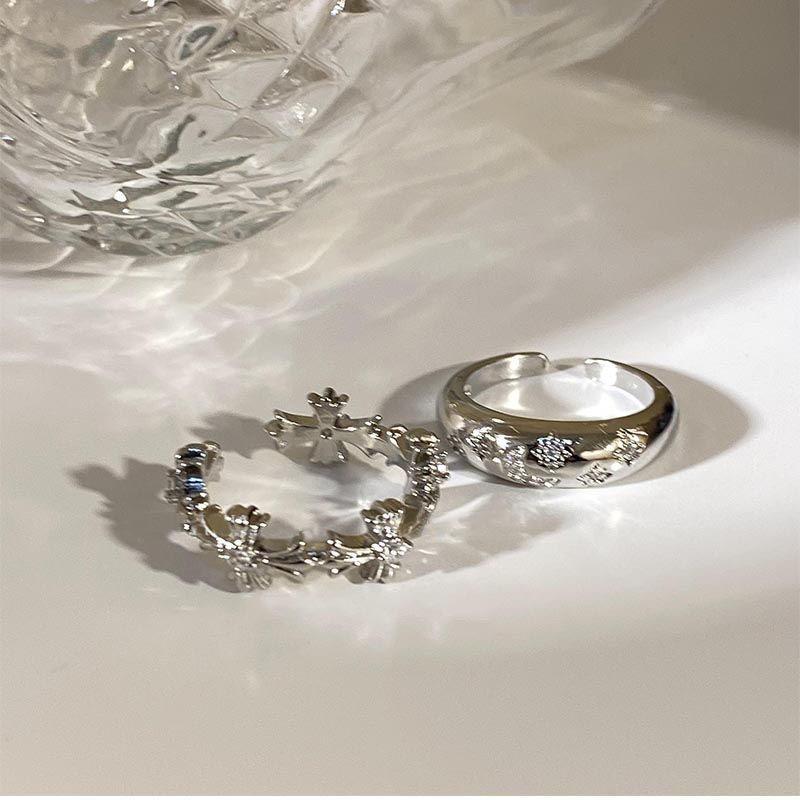 Light luxury high-end cross ring, personality trendy fashion versatile ring, niche retro live ring