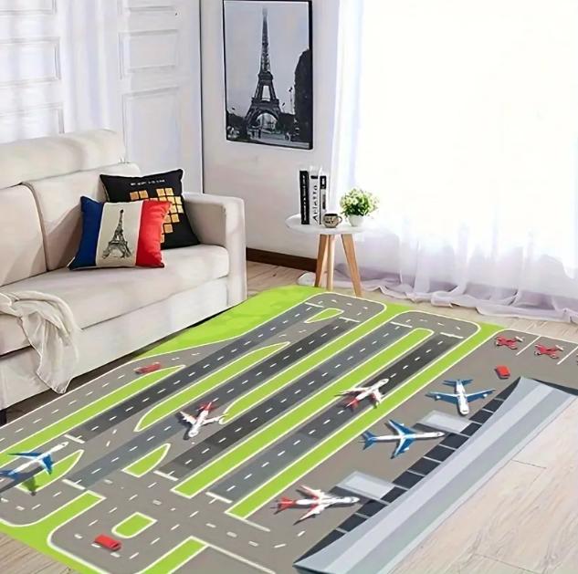 Multi Functional Airplane Themed Carpet Machine Washable Suitable for Entrance Bedroom Living Room Retro Home Decoration Rugs