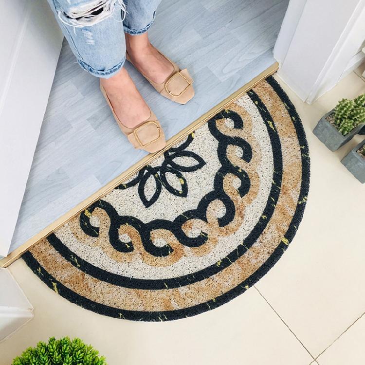 Dirt-Resistant PVC Carpets Semicircle Non Skid Backing 6 Styles for Home