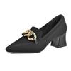 2026 European Style Flyknit Slip-on Loafers with Metal Decoration and Chunky Pointed Toe Heel