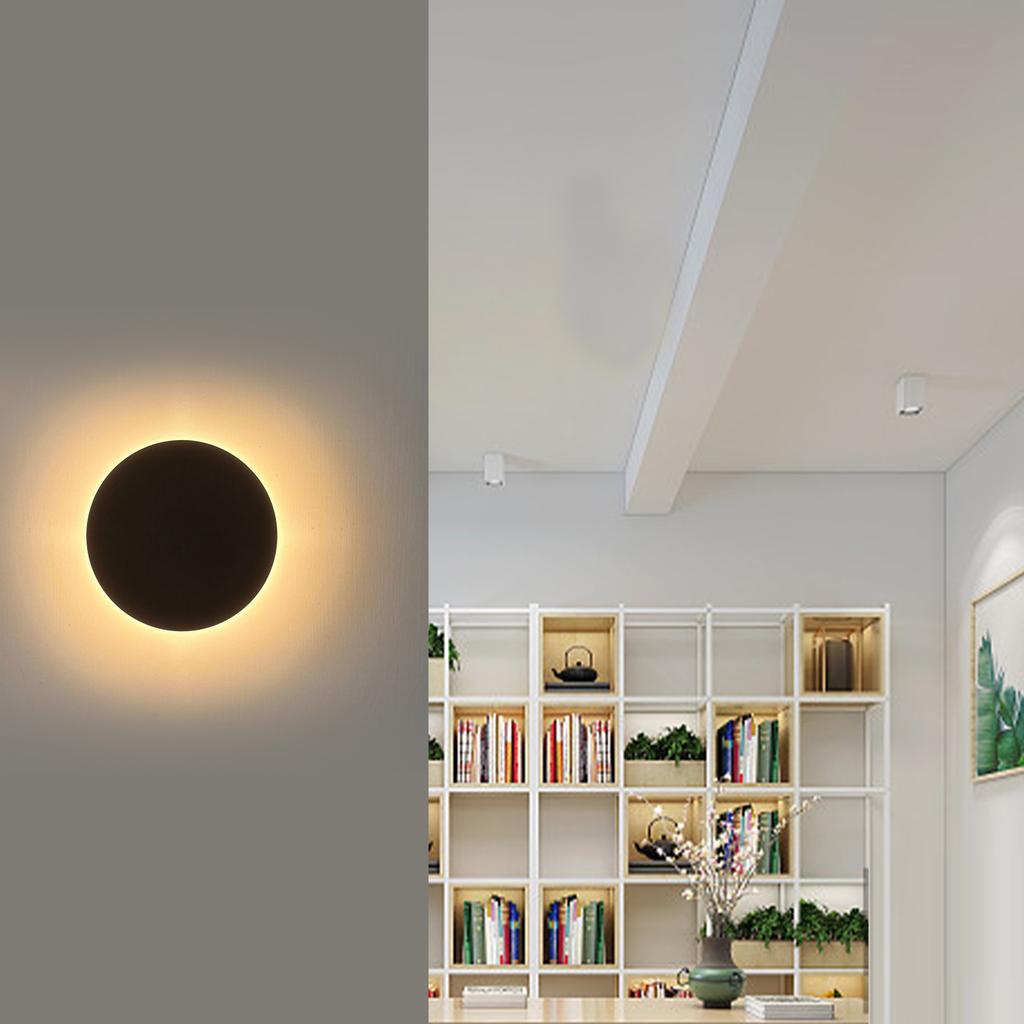 Modern LED Wall Light,   Round Sconce for Bedroom Hallway, Indoor Decorative Lights, 360 Degree Lighting, Warm Light, 12W, Aluminum, 150mm
