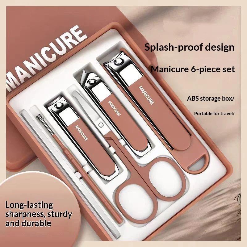4/6Pcs Stainless Steel Anti-Splash Nail Clipper Set Slanted Nail Clippers Home Nail Clippers Set Manicure Tools