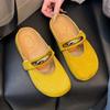 Solid Color Mary Jane Bag Head Half Slippers Women's Pedal Light Mouth Metal Temperament Fashion Shoes 2025 New