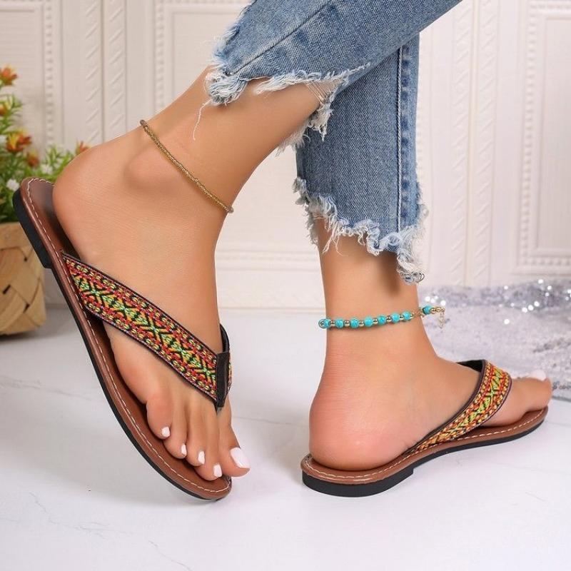 Fashion Women's Flip-flops 2024 Summer Simple Flat-soled Casual Home Low-heeled Outdoor Beach Women's Shoes Large Size Pantuflas Mujer