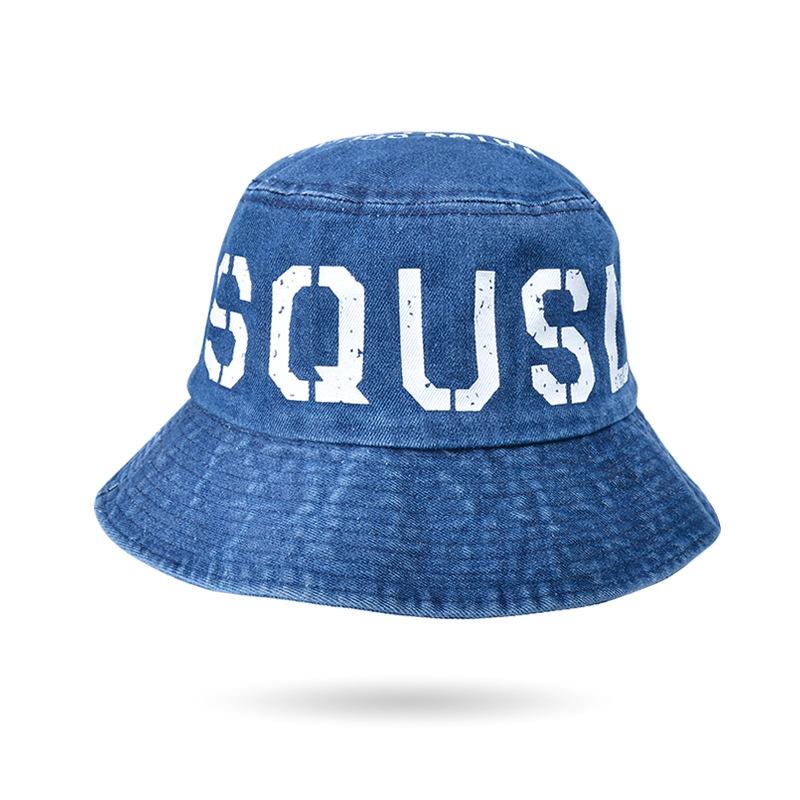 Summer Sun Visor Denim Cap Female Fisherman Hat Letter Male Basin Hat