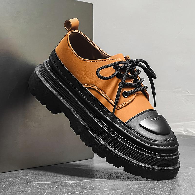 Fashion Men's Casual Shoes Thick Bottom Round Toe Retro All-match Outdoor Shoe for Men Designed Personality Mens Casual Shoes