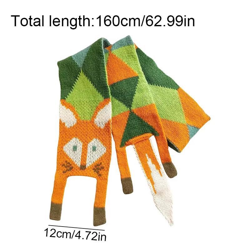 Herbst und Winter Damen Fuchs Cartoon Schal Warmer Handgestrickter Schal Tiermotiv Niedlich Schlicht Bekleidungszubehör