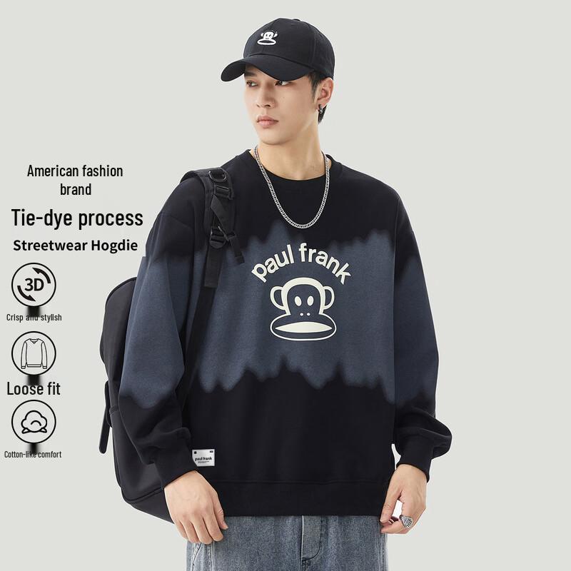 Paul Frank Men s Korean Style Tie-Dye Long-Sleeve Round-Neck Sweatshirt M