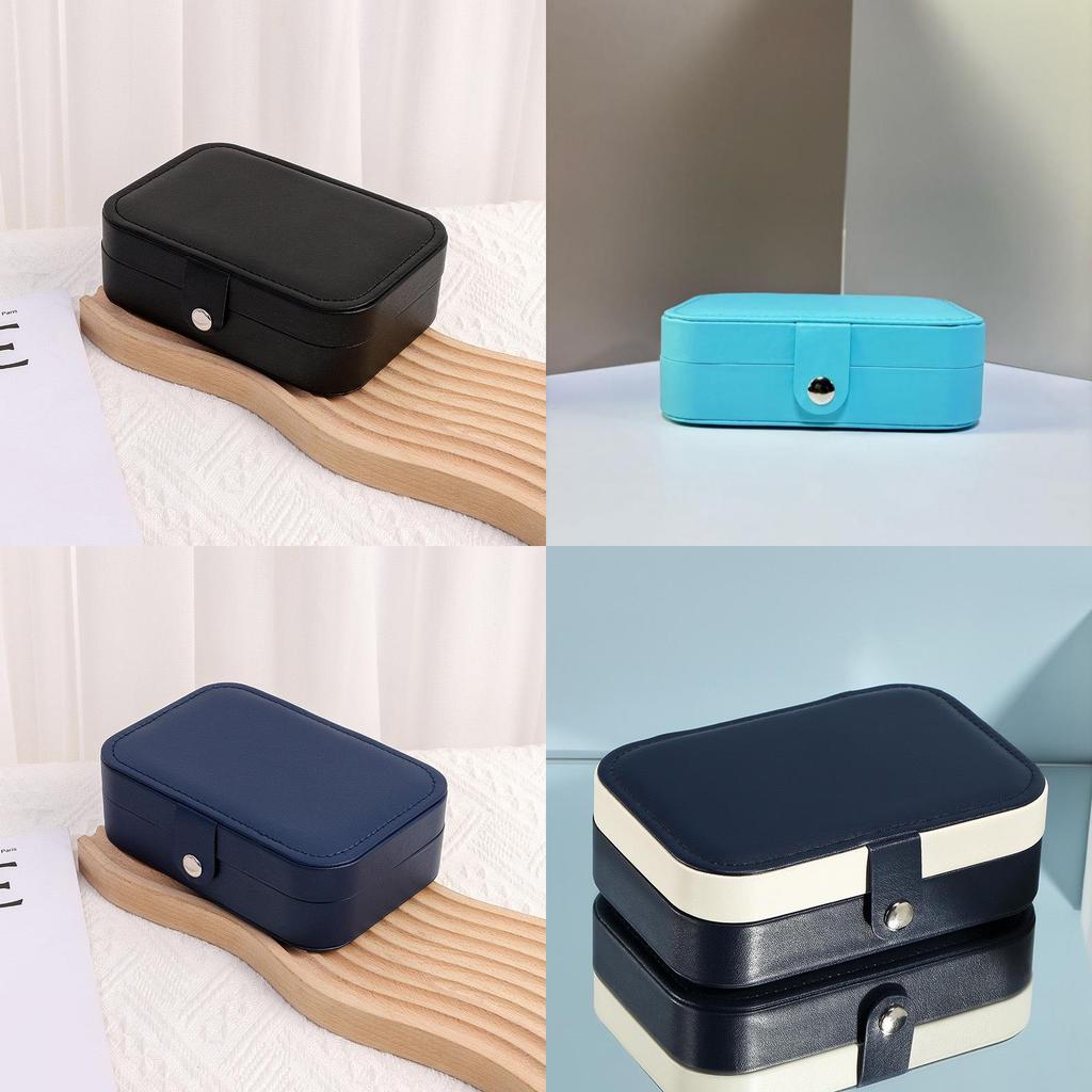 Elegant Leather Jewelry Box With Detachable Double Layers For Travel And Gift Use