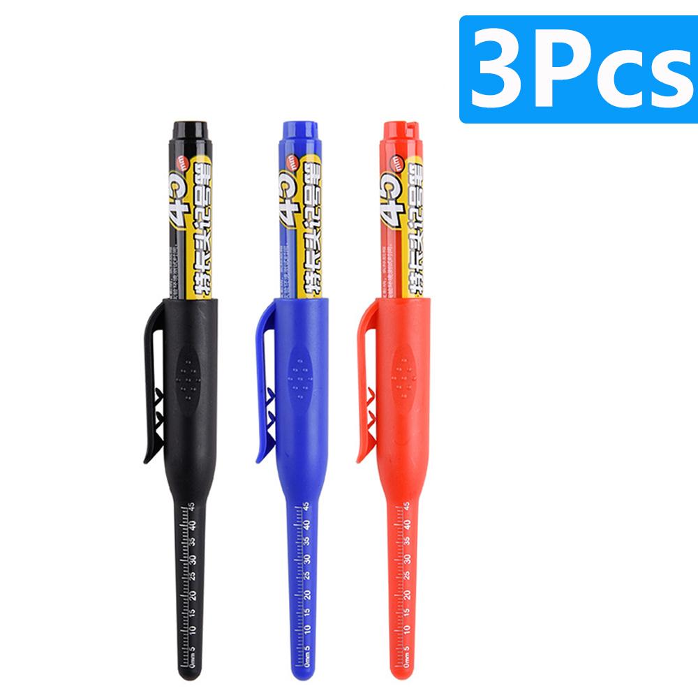NEW Long Head Nib Deep Hole Markers Pen 20mm/45mm Waterproof White Tile Carpenter Pen for Woodworking Black/Blue/Red Ink