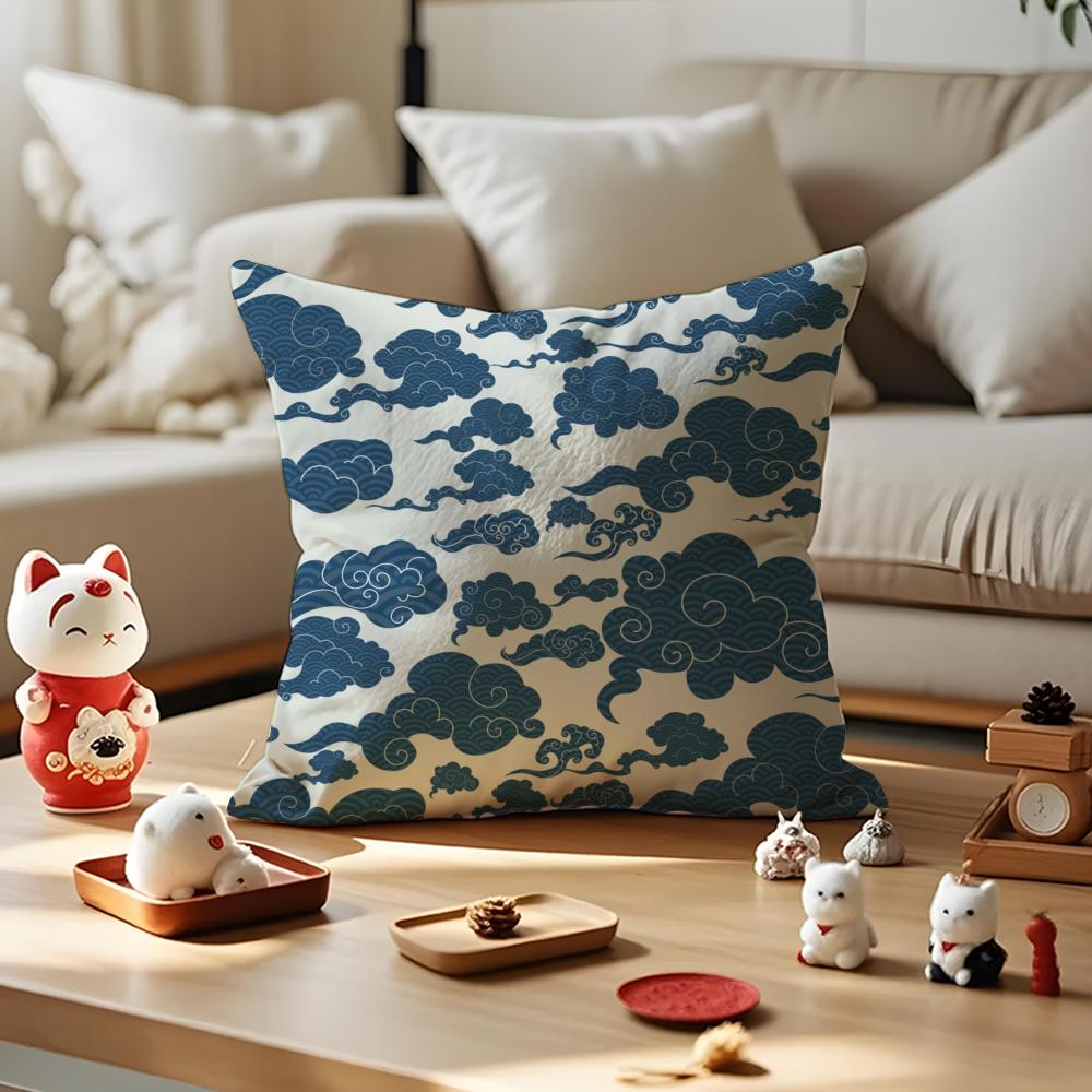 Chinese Cloud Pattern Cushion Cover Anti-dustmite Pillowcase Invisible Zipper Silky Short Plush Sofa Cushion Cover