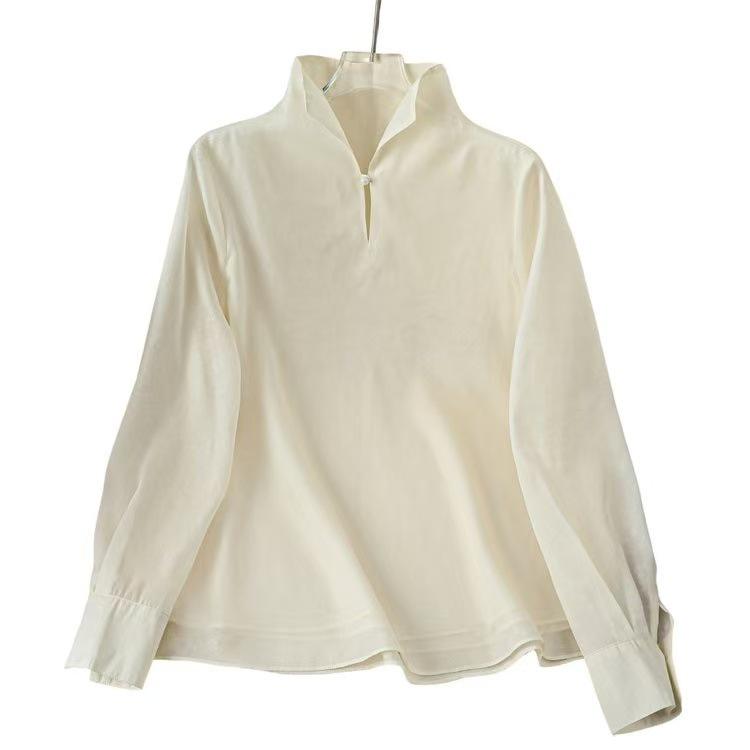 New Chinese Style Water Drop Collar Long-Sleeved Shirt XL (125-140 jin) грязно-белый